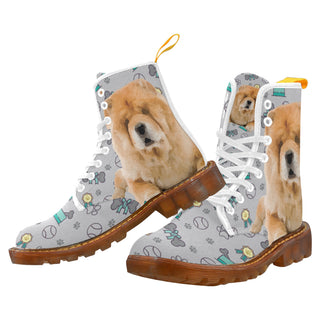 Chow Chow Dog White Boots For Women - TeeAmazing
