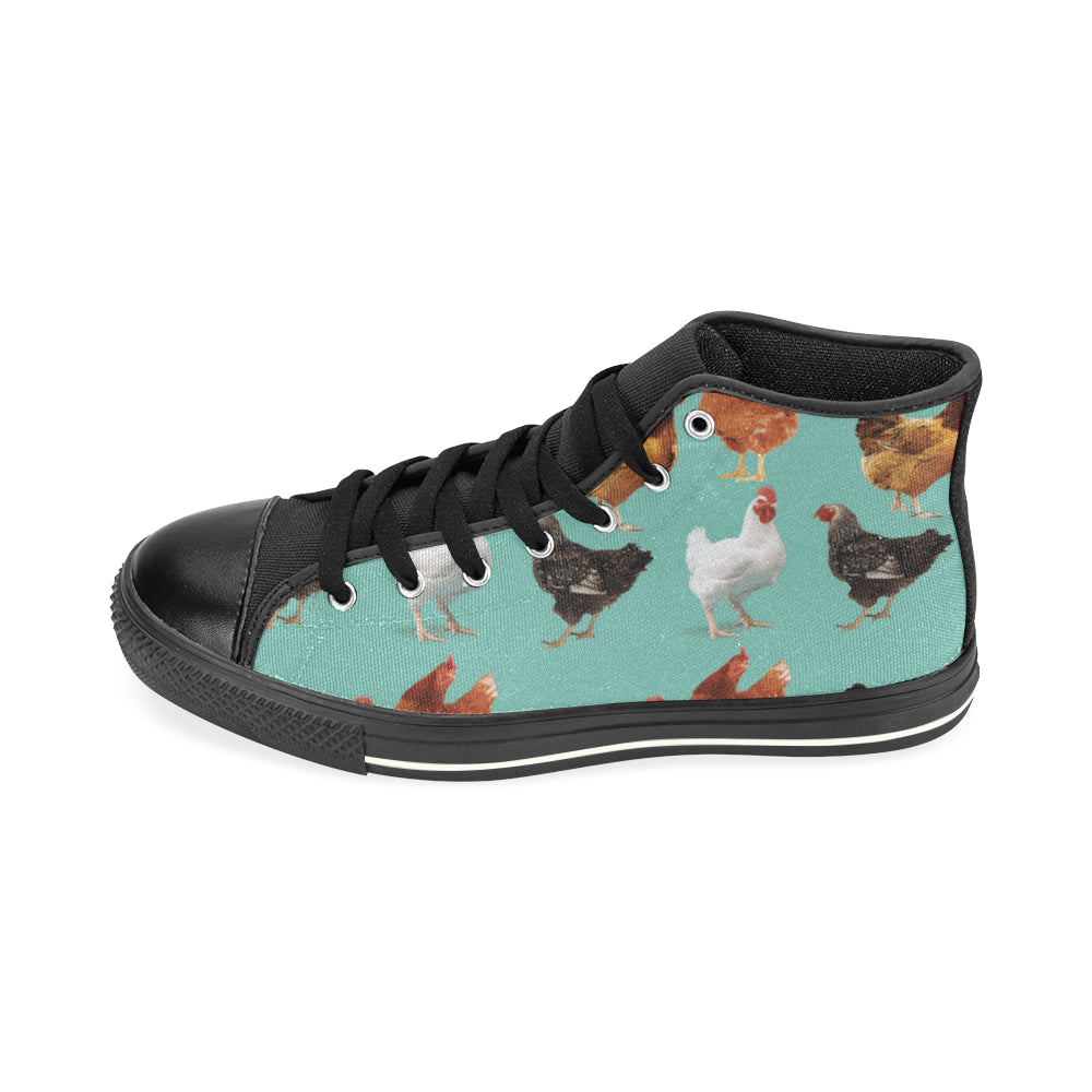 Chicken Pattern Black High Top Canvas Shoes for Kid - TeeAmazing