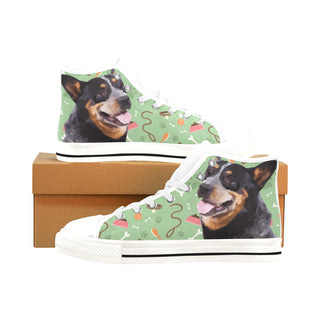 Australian Cattle Dog White Men’s Classic High Top Canvas Shoes /Large Size - TeeAmazing
