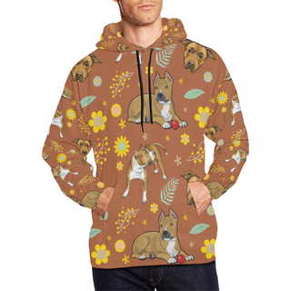 American Staffordshire Terrier Flower All Over Print Hoodie for Men (USA Size) (Model H13) - TeeAmazing