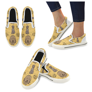 Australian Goldendoodle White Women's Slip-on Canvas Shoes/Large Size (Model 019) - TeeAmazing
