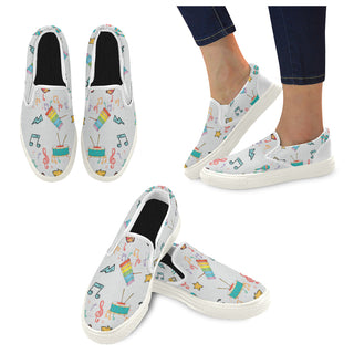 Cute Music White Women's Slip-on Canvas Shoes - TeeAmazing