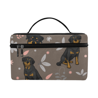 Rottweiler Flower Cosmetic Bag/Large - TeeAmazing