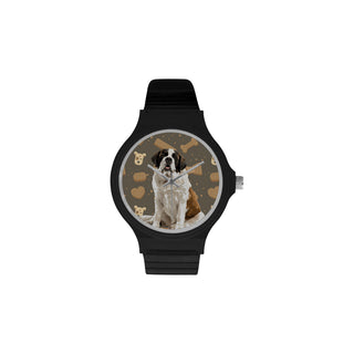 St. Bernard Dog Unisex Round Plastic Watch - TeeAmazing
