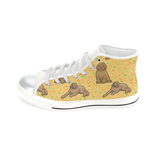 Australian Goldendoodle Flower White High Top Canvas Shoes for Kid (Model 017) - TeeAmazing