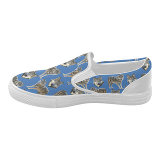 Wolf Pattern White Women's Slip-on Canvas Shoes - TeeAmazing