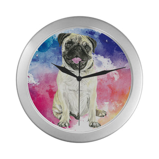 Pug Water Colour No.1 Silver Color Wall Clock - TeeAmazing