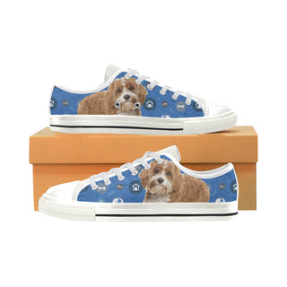 Cavapoo Dog White Low Top Canvas Shoes for Kid - TeeAmazing