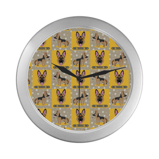 German Shepherd Pattern Silver Color Wall Clock - TeeAmazing