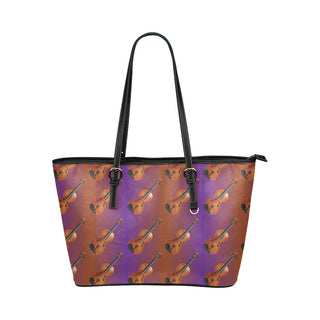 Violin Pattern Leather Tote Bag/Small - TeeAmazing