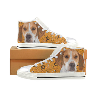 Coonhound White Women's Classic High Top Canvas Shoes - TeeAmazing