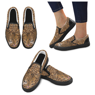 Leopard Black Women's Slip-on Canvas Shoes - TeeAmazing