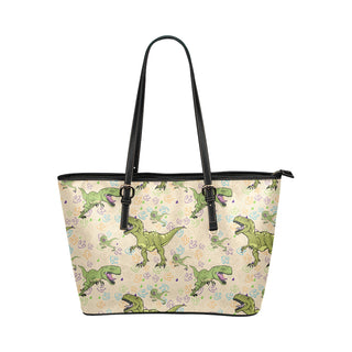 T-Rex Pattern Leather Tote Bag/Small - TeeAmazing