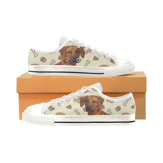 Rhodesian Ridgeback Dog White Low Top Canvas Shoes for Kid - TeeAmazing