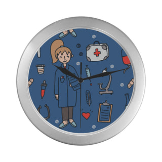 Pharmacist Pattern Silver Color Wall Clock - TeeAmazing