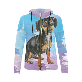 Dachshund Water Colour No.1 All Over Print Full Zip Hoodie for Women - TeeAmazing