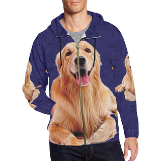 Golden Retriever Lover All Over Print Full Zip Hoodie for Men - TeeAmazing