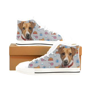 Jack Russell Terrier White Men’s Classic High Top Canvas Shoes /Large Size - TeeAmazing