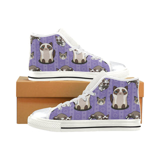 Snowshoe Cat White High Top Canvas Shoes for Kid - TeeAmazing