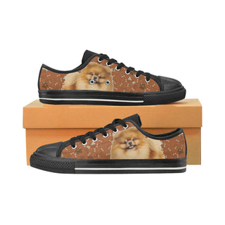 Pomeranian Dog Black Low Top Canvas Shoes for Kid - TeeAmazing