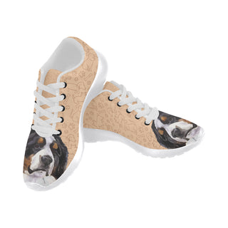 Bernese Mountain White Sneakers for Women - TeeAmazing