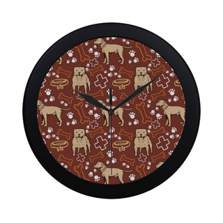Staffordshire Bull Terrier Pettern Black Circular Plastic Wall clock - TeeAmazing