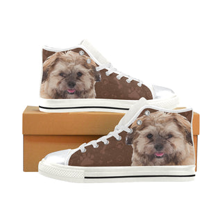 Shih-poo Dog White High Top Canvas Shoes for Kid - TeeAmazing
