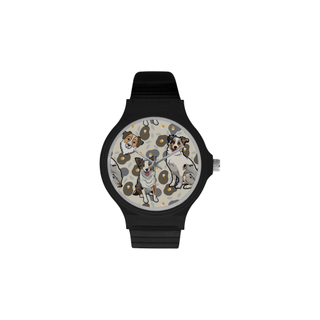 Australian Shepherd Flower Unisex Round Plastic Watch(Model 302) - TeeAmazing