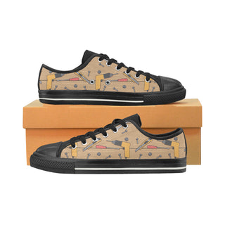 Carpenter Pattern Black Low Top Canvas Shoes for Kid - TeeAmazing