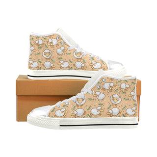 Sheep White High Top Canvas Women's Shoes/Large Size - TeeAmazing