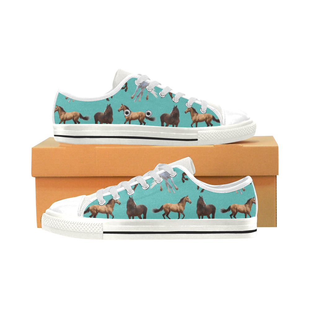 Horse Pattern White Men's Classic Canvas Shoes - TeeAmazing