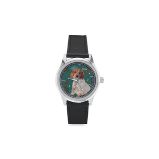 Brittany Spaniel Dog Kid's Stainless Steel Leather Strap Watch - TeeAmazing