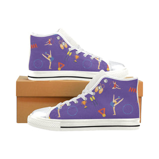 Gymnastics Pattern White High Top Canvas Shoes for Kid - TeeAmazing