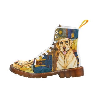 Labrador Retriever Drawing White Boots For Women - TeeAmazing