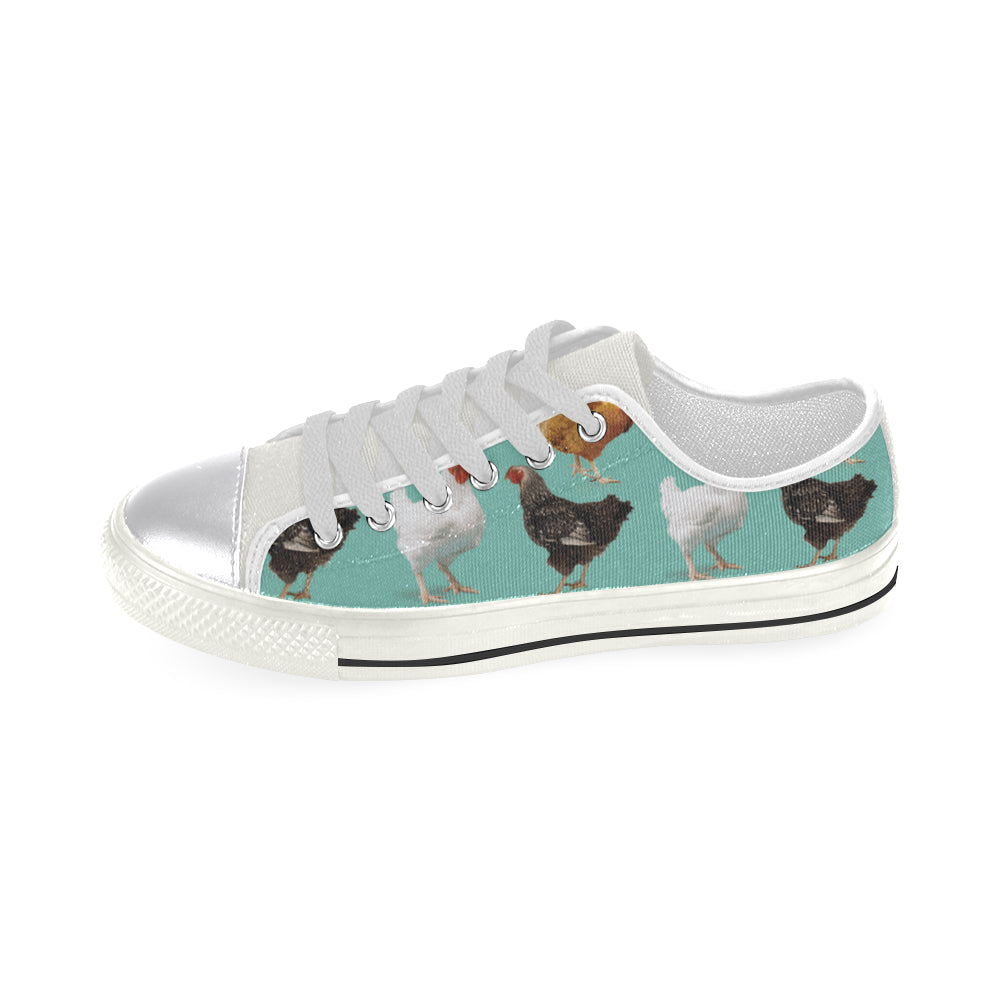 Chicken Pattern White Women's Classic Canvas Shoes - TeeAmazing