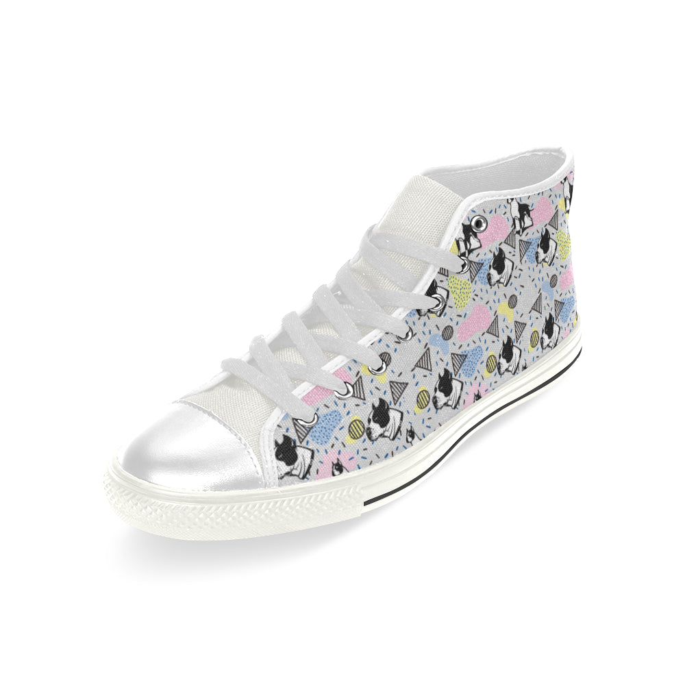 American Staffordshire Terrier Pattern White Men’s Classic High Top Canvas Shoes - TeeAmazing