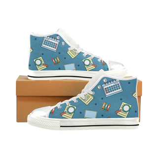 Bookkeeping Pattern White High Top Canvas Shoes for Kid - TeeAmazing