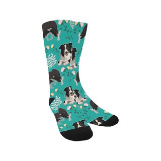 Border Collie Flower Trouser Socks - TeeAmazing
