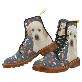 Goldador Dog Black Boots For Men - TeeAmazing