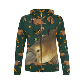 Platypus All Over Print Full Zip Hoodie for Women - TeeAmazing