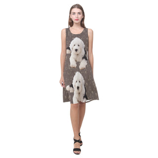 Old English Sheepdog Dog Sleeveless Splicing Shift Dress - TeeAmazing
