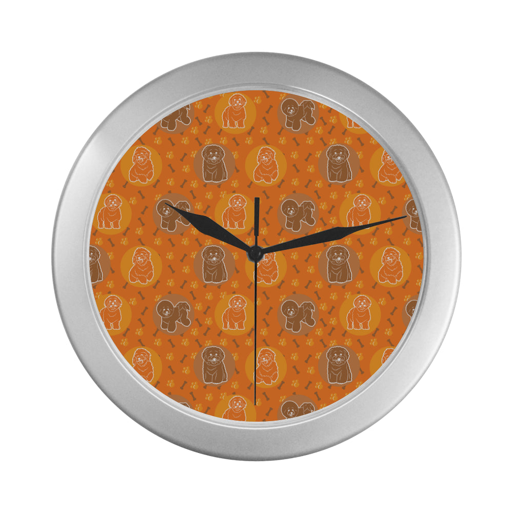Bichon Frise Pattern Silver Color Wall Clock - TeeAmazing