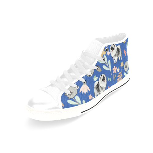 Keeshound Flower White Men’s Classic High Top Canvas Shoes /Large Size - TeeAmazing