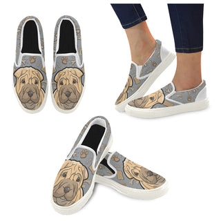 Shar Pei Dog White Women's Slip-on Canvas Shoes - TeeAmazing