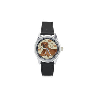 Rhodesian Ridgeback Dog Kid's Stainless Steel Leather Strap Watch - TeeAmazing