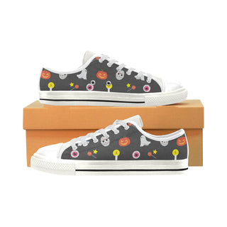 Halloween Pattern White Low Top Canvas Shoes for Kid - TeeAmazing