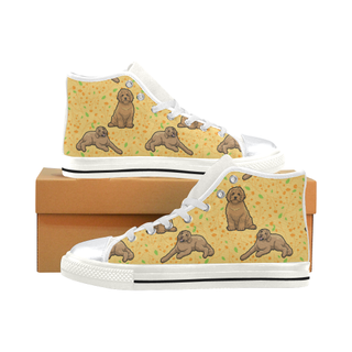 Australian Goldendoodle Flower White High Top Canvas Women's Shoes/Large Size (Model 017) - TeeAmazing