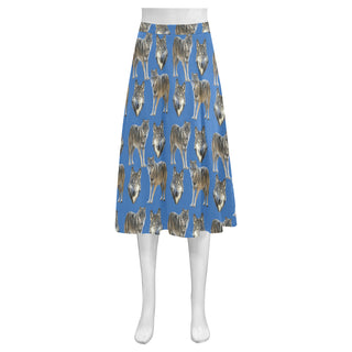 Wolf Pattern Mnemosyne Women's Crepe Skirt - TeeAmazing