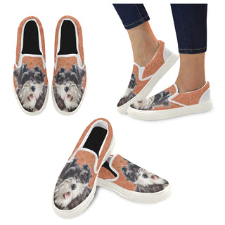 Miniature Schnauzer White Women's Slip-on Canvas Shoes - TeeAmazing