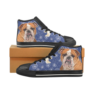 English Bulldog Lover Black Men’s Classic High Top Canvas Shoes /Large Size - TeeAmazing
